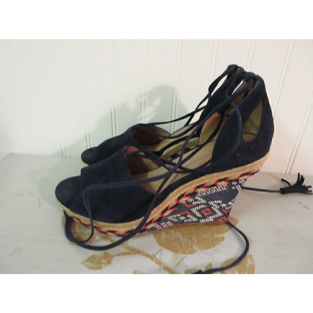 CAbi navy Isla blue wedge espadrille shoes #6001 sz 7